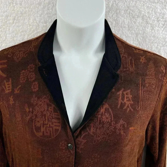 Chicos Travelers Large Mandarin Collar Shirt Vacation Gypsy Boho Thanksgiving - Picture 4 of 14